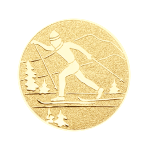 D4 Emblemat 25mm narciarz bieg złoto