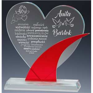 GP555 statuetka szklana serce 19cm opakowanie pudełko /k12/