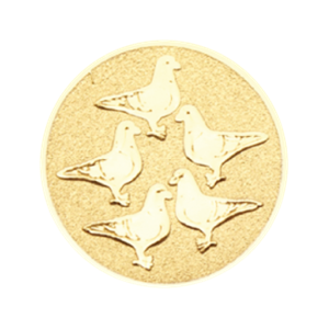 K2 emblemat gołębie 25mm złoto