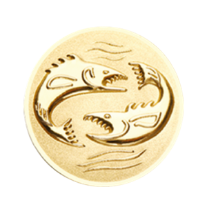 M10 Emblemat 50mm ryby 3D złoto